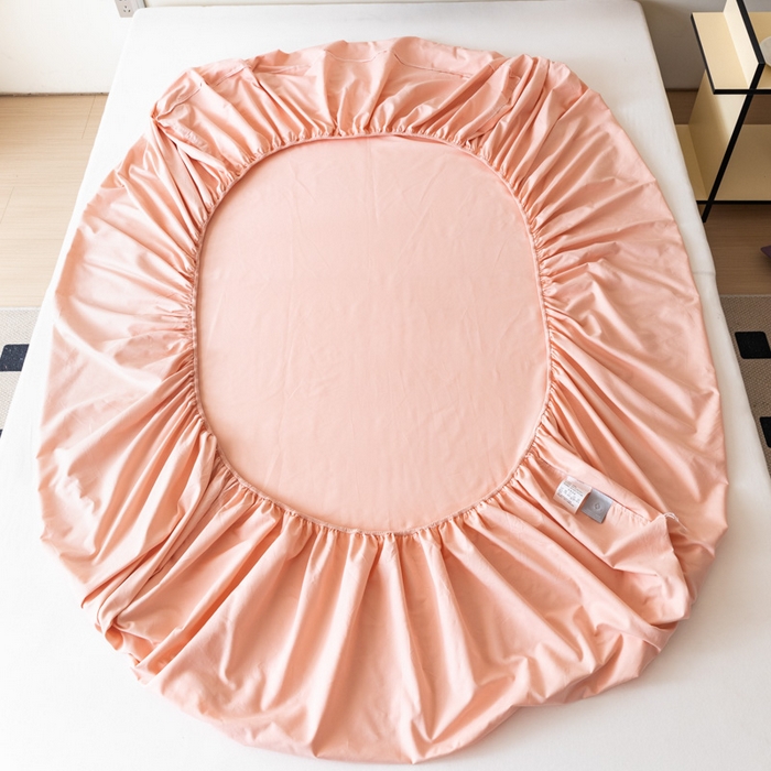 91家纺网 家纺一手货源 找家纺 怡家居 2023新款全棉100支磨毛纯色单品床笠 茱萸粉