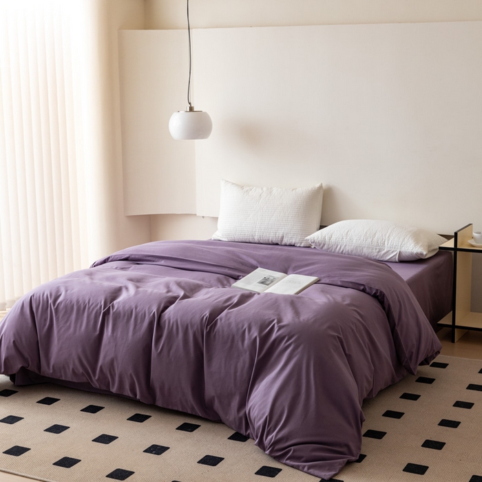 91家纺网 家纺一手货源 找家纺 怡家居 2023新款全棉100支磨毛纯色单品被套 神秘紫