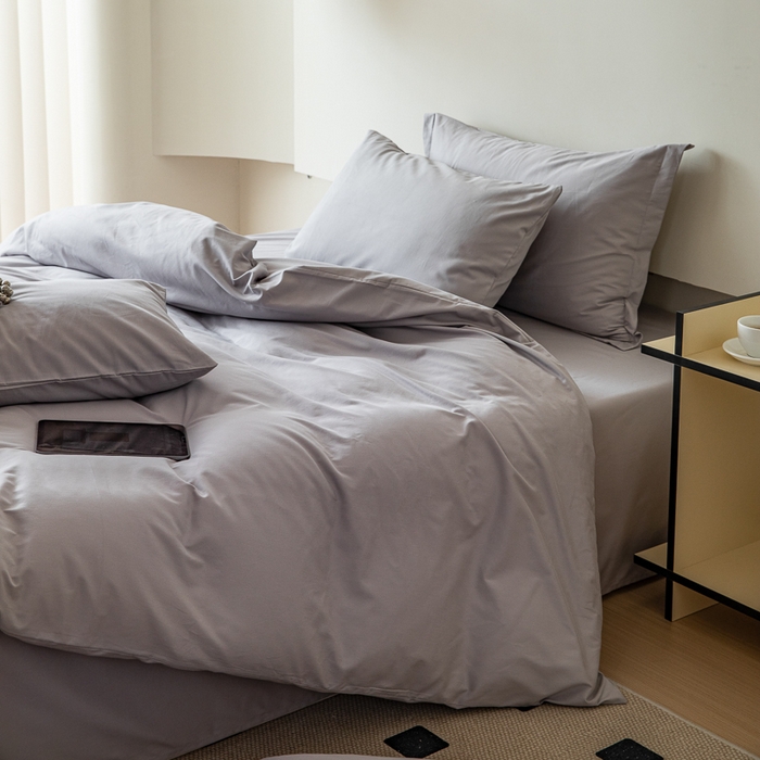 91家纺网 家纺一手货源 找家纺 怡家居 2023新款全棉100支磨毛纯色四件套 雅士灰