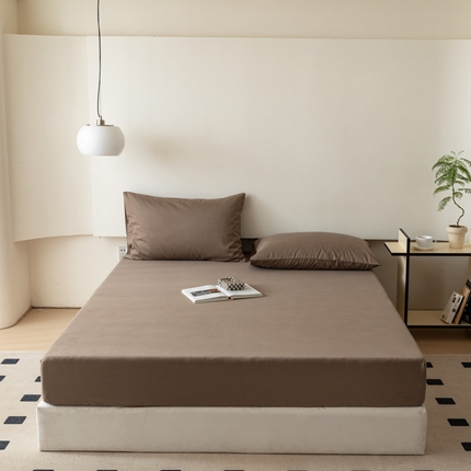 怡家居 2023新款全棉100支磨毛纯色单品床笠 高级咖