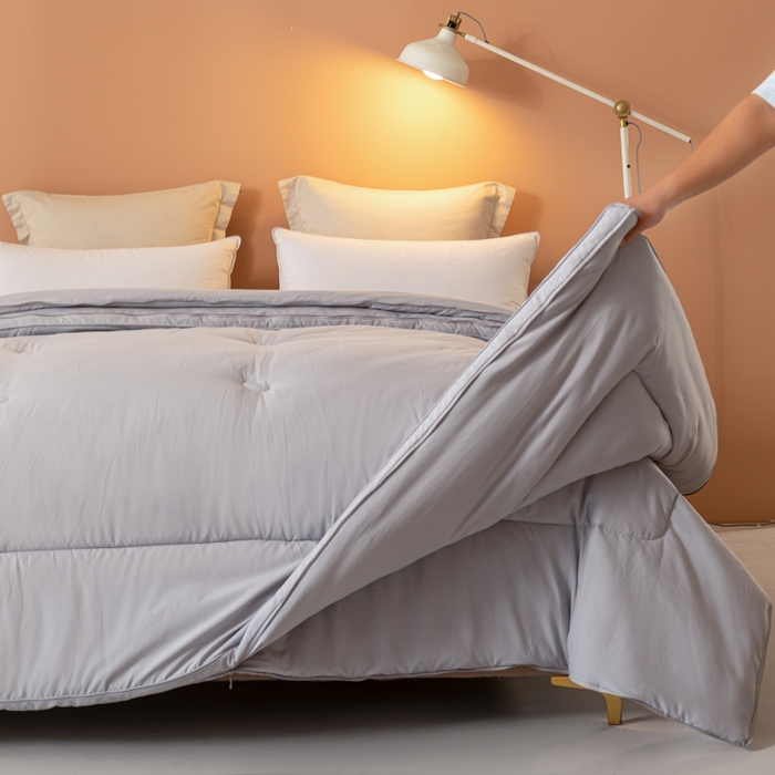 91家纺网 家纺一手货源 找家纺 瑜珠2025超柔云感拉链二合一大豆被子母被冬被春秋被 灰色