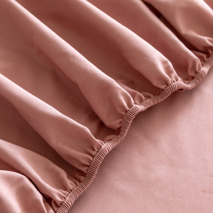 91家纺网 家纺一手货源 找家纺 怡家居 2023新款全棉100支磨毛纯色单品床笠 雾玫粉