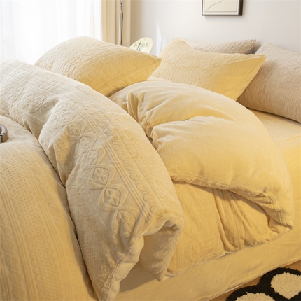 91家纺网 家纺一手货源 找家纺 （总）寐眠 2023新款牛奶绒剪花四件套