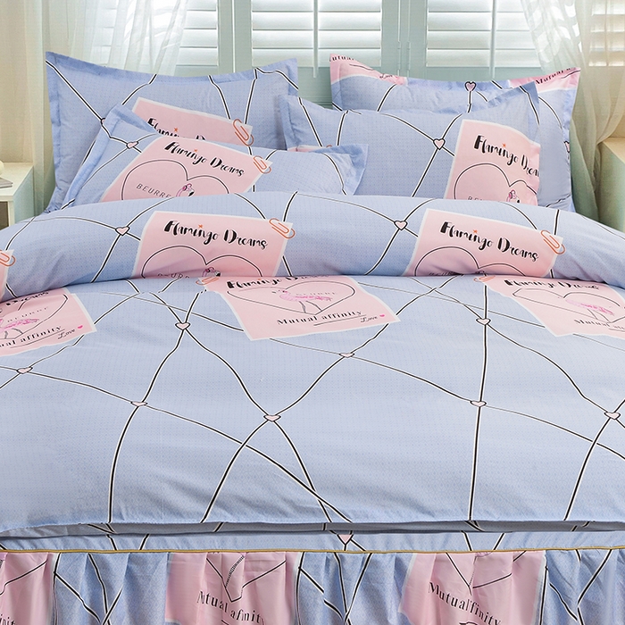 91家纺网 家纺一手货源 找家纺 小雨家纺 2026新款芦荟棉单件床裙及床裙三件套-第二批 鸿运当头