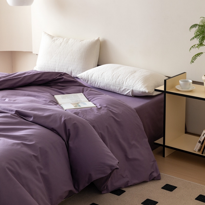 91家纺网 家纺一手货源 找家纺 怡家居 2023新款全棉100支磨毛纯色单品被套 神秘紫