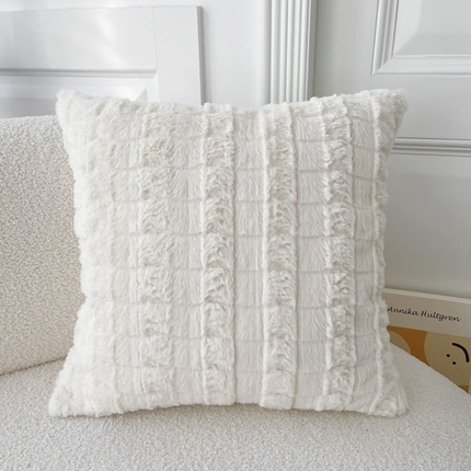 美茉家居 2023新款獭兔毛方垫 米白色