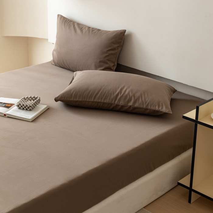 91家纺网 家纺一手货源 找家纺 怡家居 2023新款全棉100支磨毛纯色单品床笠 高级咖