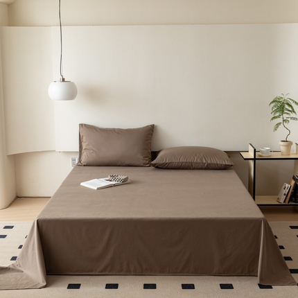 怡家居 2023新款全棉100支磨毛纯色单品床单 高级咖