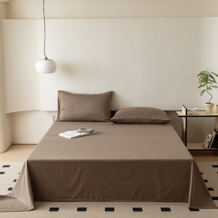 91家纺网 家纺一手货源 找家纺 怡家居 2023新款全棉100支磨毛纯色单品床单 高级咖