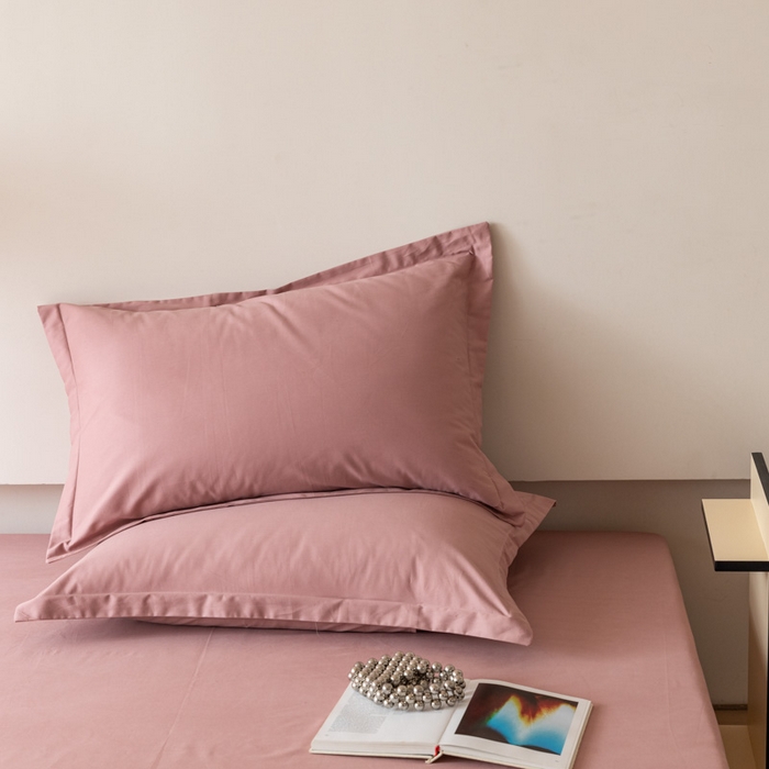 91家纺网 家纺一手货源 找家纺 怡家居 2023新款全棉100支磨毛纯色单品枕套 雾玫粉
