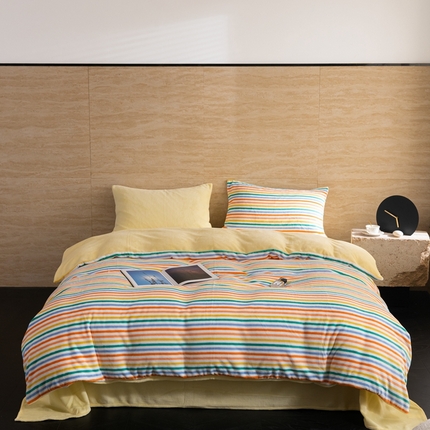 91家纺网 家纺一手货源 找家纺 （总）洋铭区（原狠狠爱） 2023新款ab版牛奶绒绒糖果彩条四件套