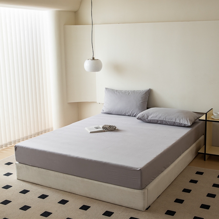 91家纺网 家纺一手货源 找家纺 怡家居 2023新款全棉100支磨毛纯色单品床笠 雅士灰