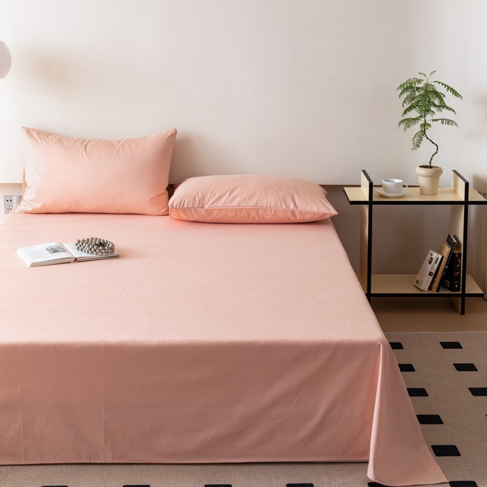 91家纺网 家纺一手货源 找家纺 怡家居 2023新款全棉100支磨毛纯色单品床单 茱萸粉