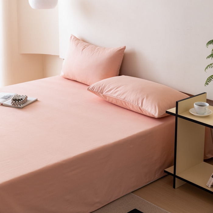 91家纺网 家纺一手货源 找家纺 怡家居 2023新款全棉100支磨毛纯色单品床单 茱萸粉