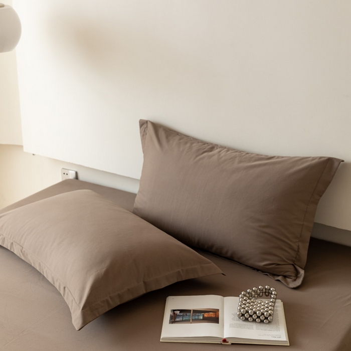 91家纺网 家纺一手货源 找家纺 怡家居 2023新款全棉100支磨毛纯色单品枕套 高级咖