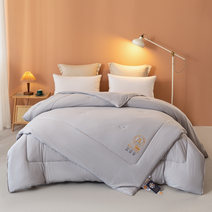 91家纺网 家纺一手货源 找家纺 瑜珠2025超柔云感拉链二合一大豆被子母被冬被春秋被 灰色