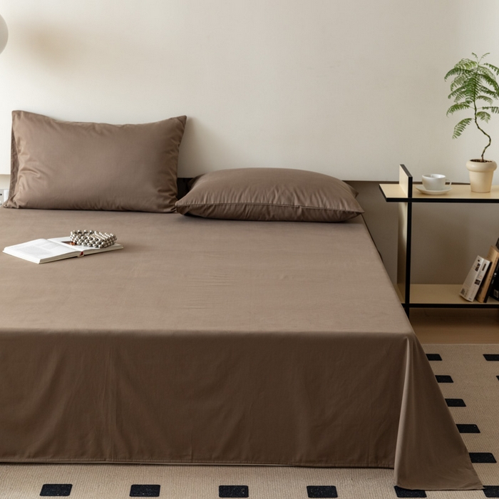 91家纺网 家纺一手货源 找家纺 怡家居 2023新款全棉100支磨毛纯色单品床单 高级咖