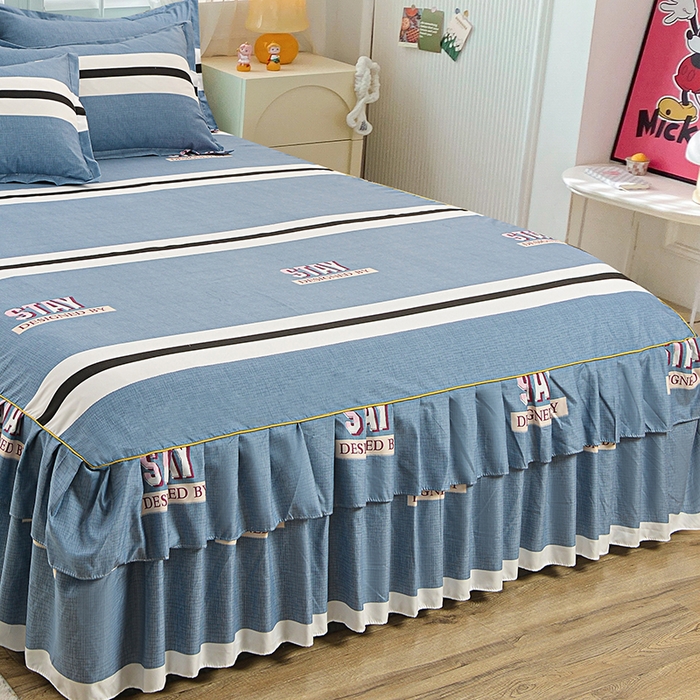 91家纺网 家纺一手货源 找家纺 小雨家纺 2026新款芦荟棉单件床裙及床裙三件套-第二批 简单时光