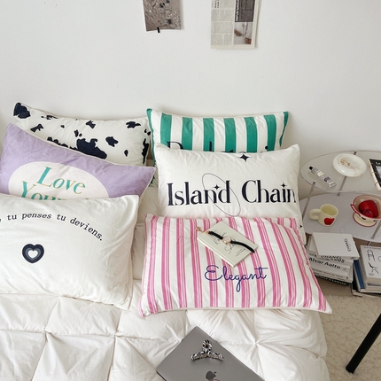 91家纺网 家纺一手货源 找家纺 （总）圆岛家纺 2023新款可单卖单品枕套图1,Luv紫,葵绿条,奶牛斑点,薇粉细条,心心,星岛