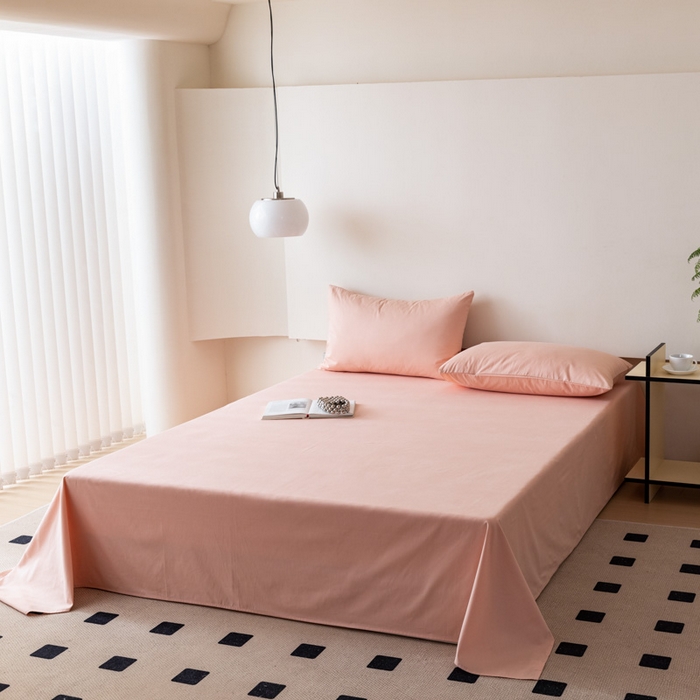 91家纺网 家纺一手货源 找家纺 怡家居 2023新款全棉100支磨毛纯色单品床单 茱萸粉