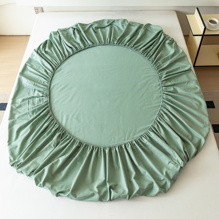 91家纺网 家纺一手货源 找家纺 怡家居 2023新款全棉100支磨毛纯色单品床笠 果果绿