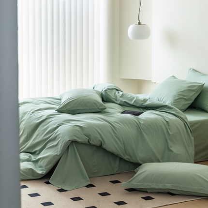 怡家居 2023新款全棉100支磨毛纯色四件套 果果绿
