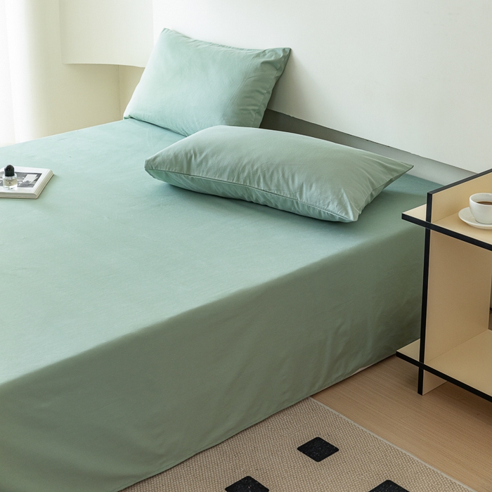 91家纺网 家纺一手货源 找家纺 怡家居 2023新款全棉100支磨毛纯色单品床单 果果绿