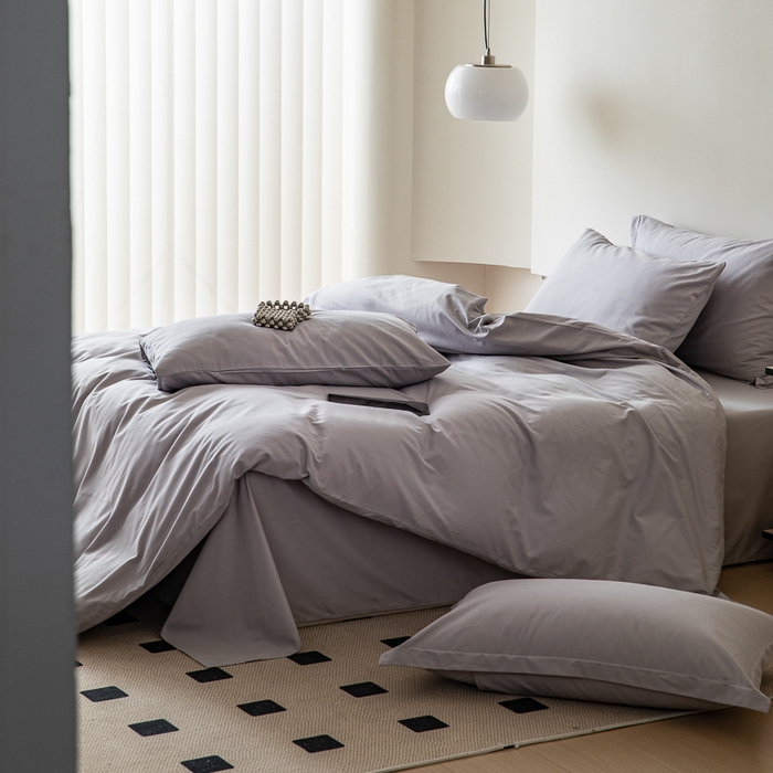 91家纺网 家纺一手货源 找家纺 怡家居 2023新款全棉100支磨毛纯色四件套 雅士灰