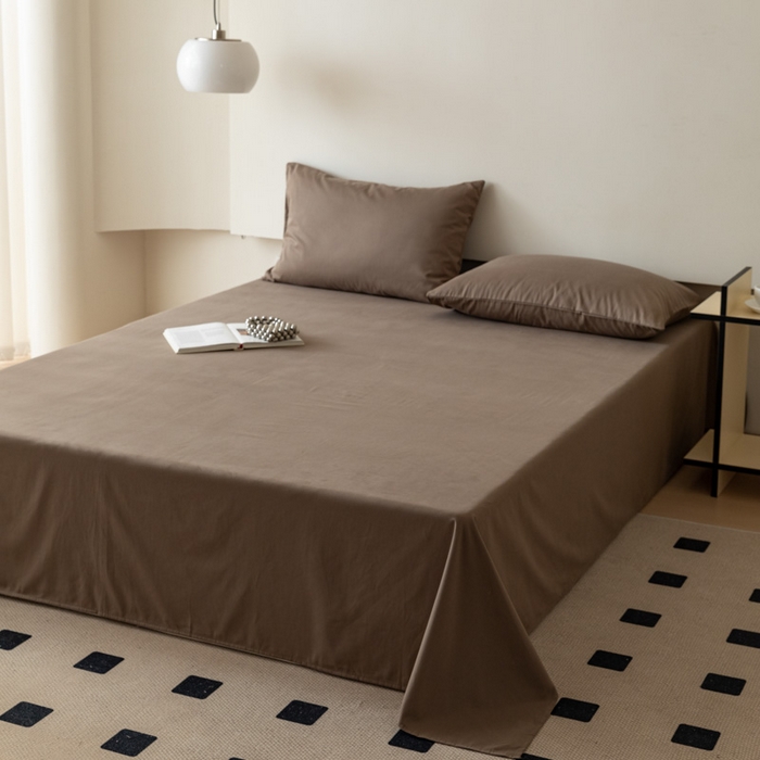 91家纺网 家纺一手货源 找家纺 怡家居 2023新款全棉100支磨毛纯色单品床单 高级咖