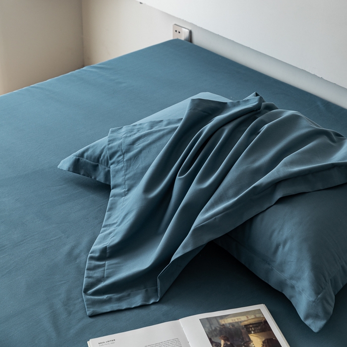 91家纺网 家纺一手货源 找家纺 怡家居 2023新款全棉100支磨毛纯色单品枕套 宾利蓝