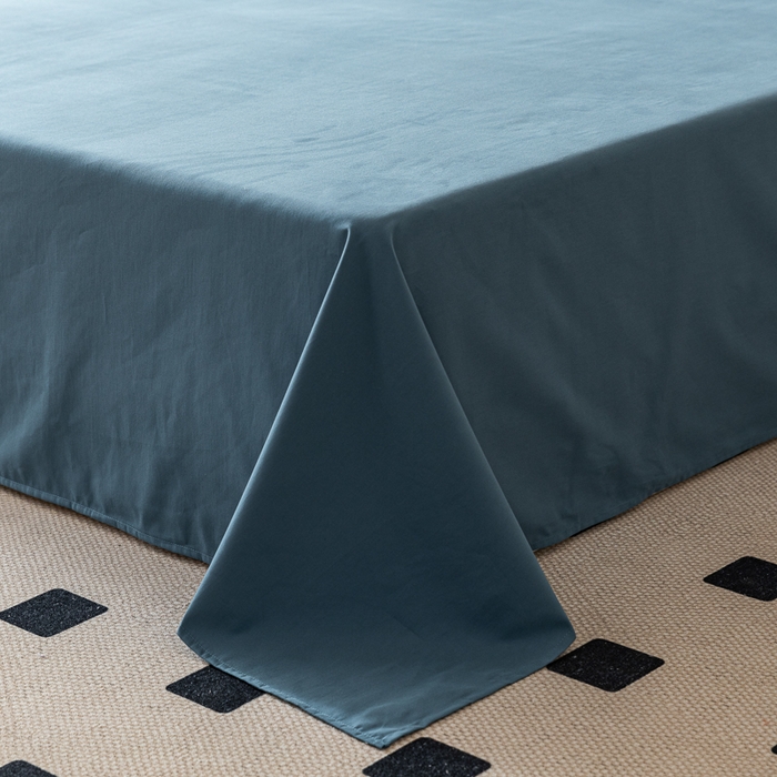 91家纺网 家纺一手货源 找家纺 怡家居 2023新款全棉100支磨毛纯色单品床单 宾利蓝