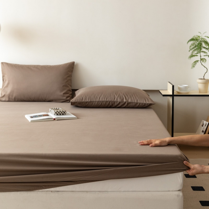 91家纺网 家纺一手货源 找家纺 怡家居 2023新款全棉100支磨毛纯色单品床笠 高级咖