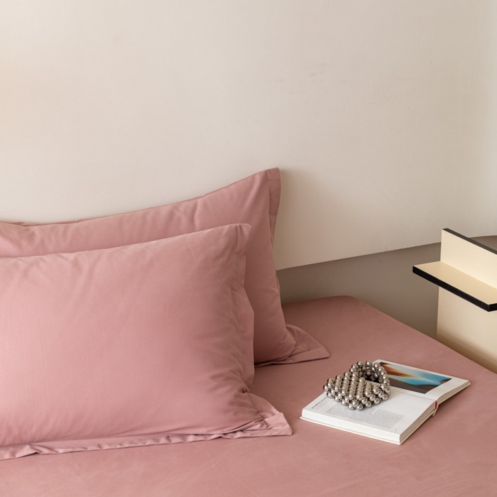91家纺网 家纺一手货源 找家纺 怡家居 2023新款全棉100支磨毛纯色单品枕套 雾玫粉