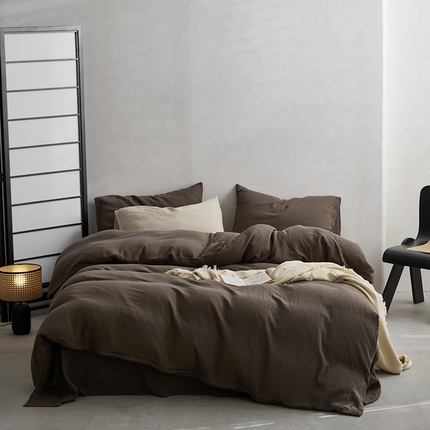 91家纺网 家纺一手货源 找家纺 （总）山舍家居 2023新款美拉德色系双层纱四件套