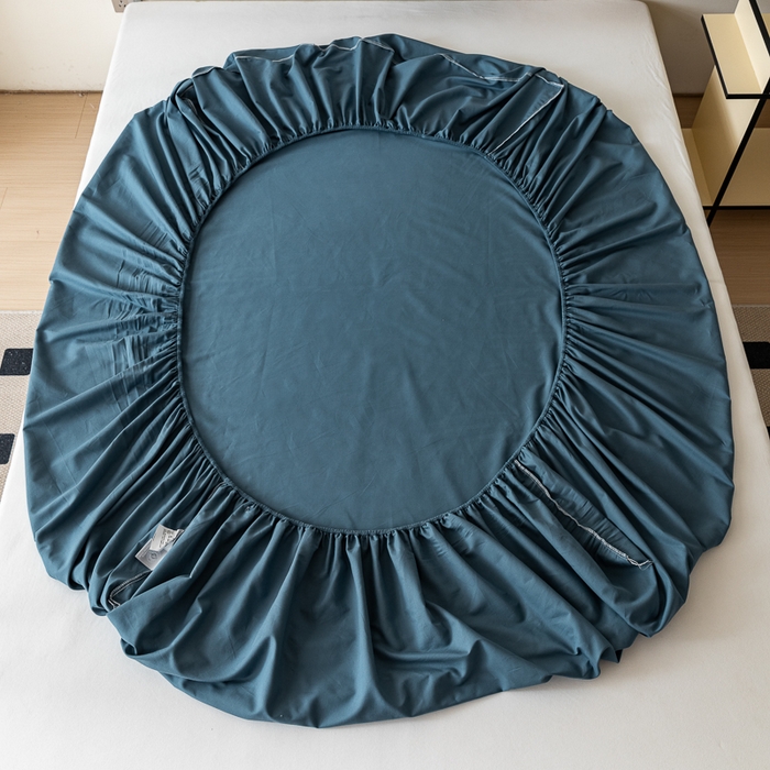 91家纺网 家纺一手货源 找家纺 怡家居 2023新款全棉100支磨毛纯色单品床笠 宾利蓝