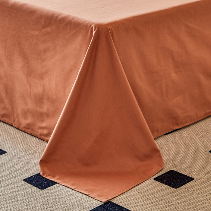 91家纺网 家纺一手货源 找家纺 怡家居 2023新款全棉100支磨毛纯色单品床单 晚霞红