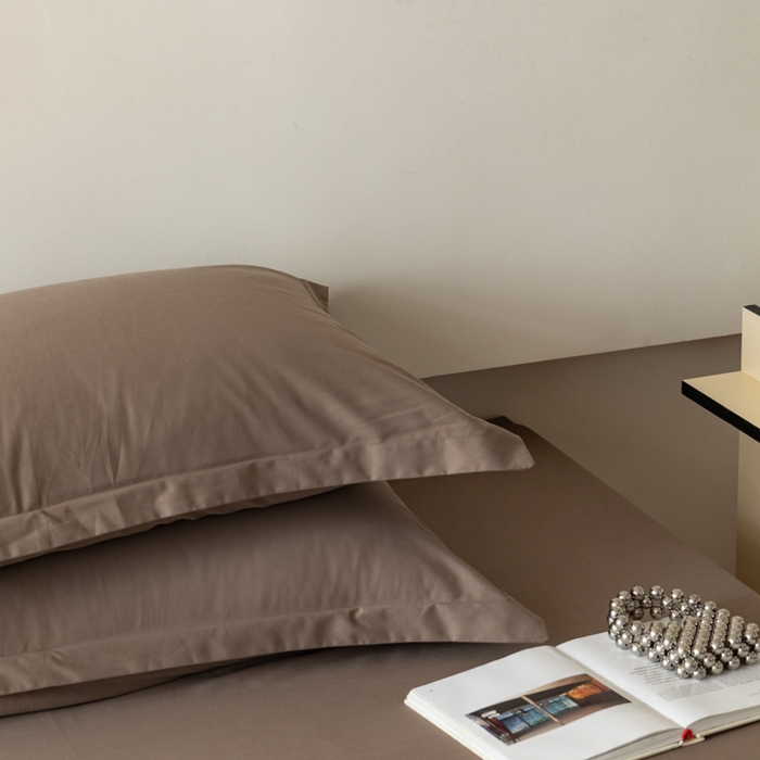 91家纺网 家纺一手货源 找家纺 怡家居 2023新款全棉100支磨毛纯色单品枕套 高级咖