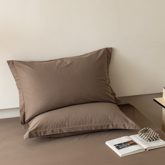 91家纺网 家纺一手货源 找家纺 怡家居 2023新款全棉100支磨毛纯色单品枕套 高级咖