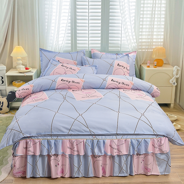 91家纺网 家纺一手货源 找家纺 小雨家纺 2026新款芦荟棉单件床裙及床裙三件套-第二批 鸿运当头