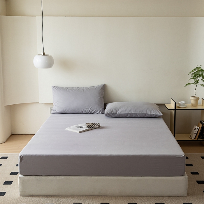 91家纺网 家纺一手货源 找家纺 怡家居 2023新款全棉100支磨毛纯色单品床笠 雅士灰