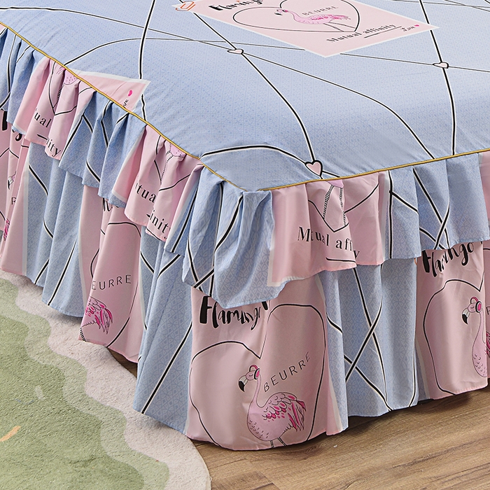 91家纺网 家纺一手货源 找家纺 小雨家纺 2026新款芦荟棉单件床裙及床裙三件套-第二批 鸿运当头