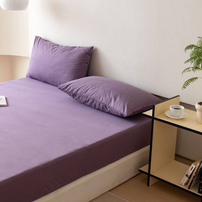 91家纺网 家纺一手货源 找家纺 怡家居 2023新款全棉100支磨毛纯色单品床笠 神秘紫