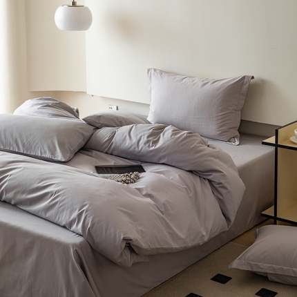 怡家居 2023新款全棉100支磨毛纯色四件套 雅士灰