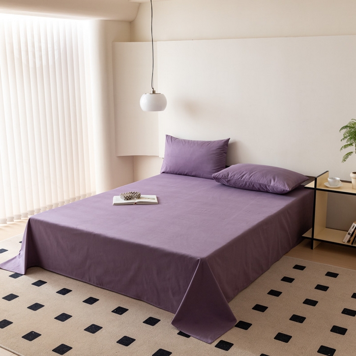 91家纺网 家纺一手货源 找家纺 怡家居 2023新款全棉100支磨毛纯色单品床单 神秘紫