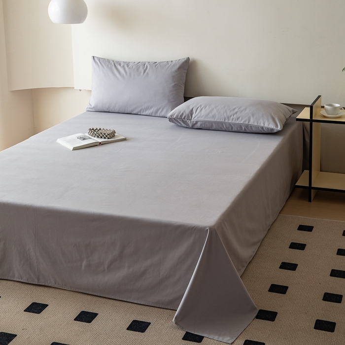 91家纺网 家纺一手货源 找家纺 怡家居 2023新款全棉100支磨毛纯色单品床单 雅士灰