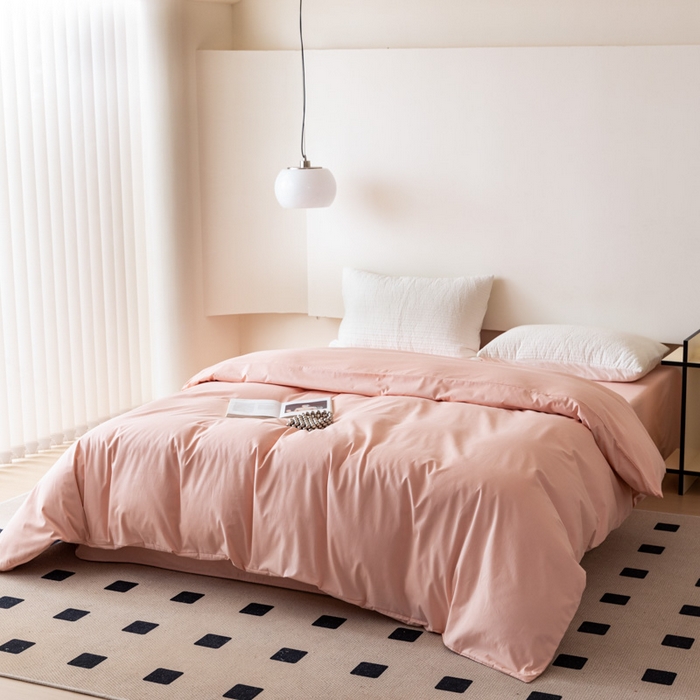 91家纺网 家纺一手货源 找家纺 怡家居 2023新款全棉100支磨毛纯色单品被套 茱萸粉