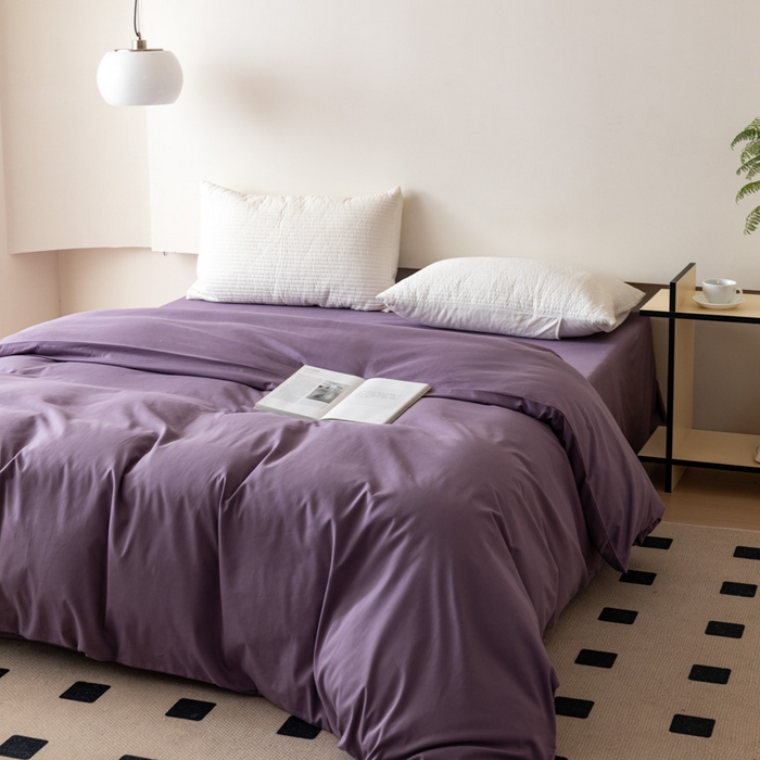 91家纺网 家纺一手货源 找家纺 怡家居 2023新款全棉100支磨毛纯色单品被套 神秘紫