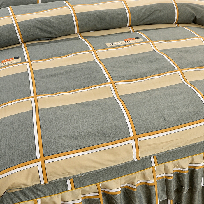 91家纺网 家纺一手货源 找家纺 小雨家纺 2026新款芦荟棉单件床裙及床裙三件套-第二批 皇家学院-灰