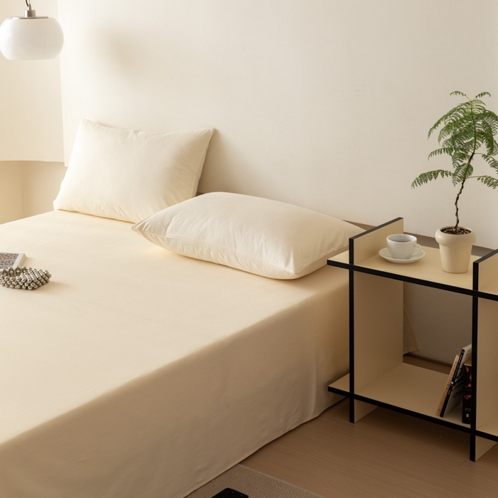 91家纺网 家纺一手货源 找家纺 怡家居 2023新款全棉100支磨毛纯色单品床单 奶昔白