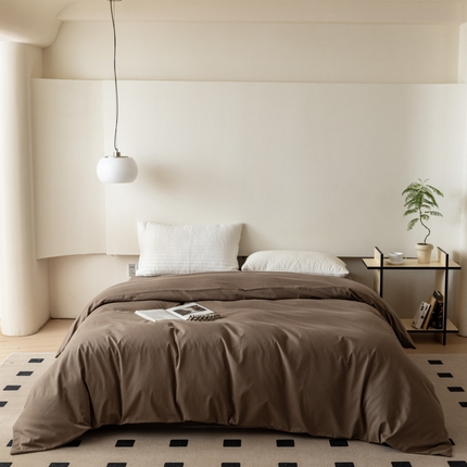 怡家居 2023新款全棉100支磨毛纯色单品被套 高级咖